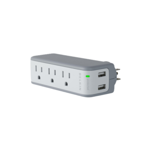 Mini Surge Protector w/Dual USB Charger